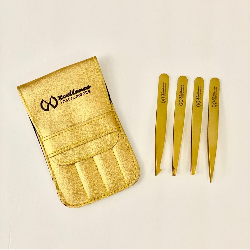 4 pieces Tweezer set for eyebrows with case